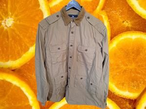 American Living Heavy Duty Tan Button Up with Corduroy Collar and Pockets Size L
